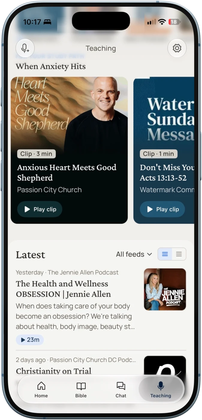 Shep Teaching tab with sermon clips and the latest podcast episodes